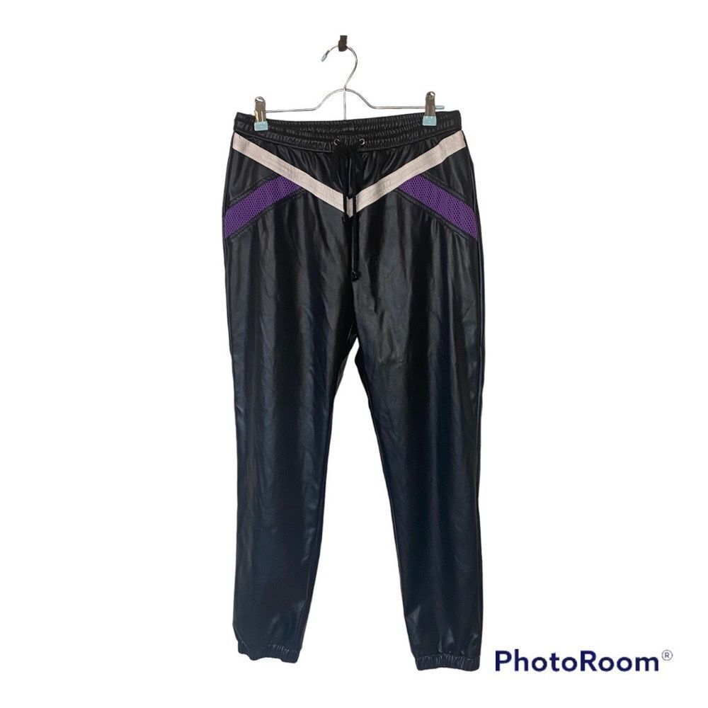 AKIRA Faux Leather Jogger Pants (black label)